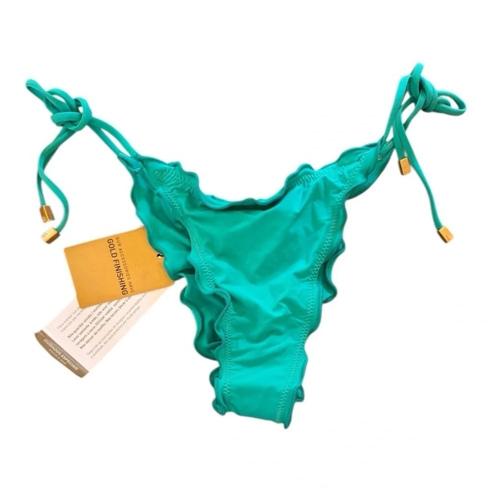 Vix Ripple Tie Side Bottom in Light Green NWT